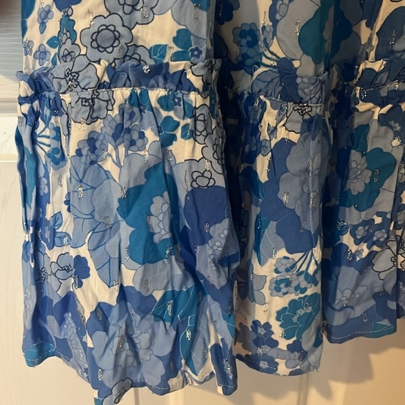 Sugarlips Blue and White Ruffled Tiered Long Sleeve Dress size Small - Picture 10 of 12